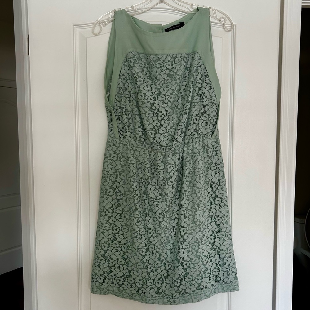 Zara Seafoam Green Sheath Halter Midi Dress